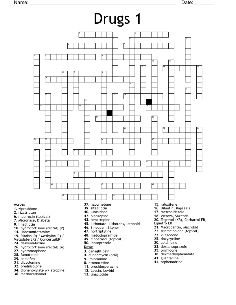Drugs 1 Crossword