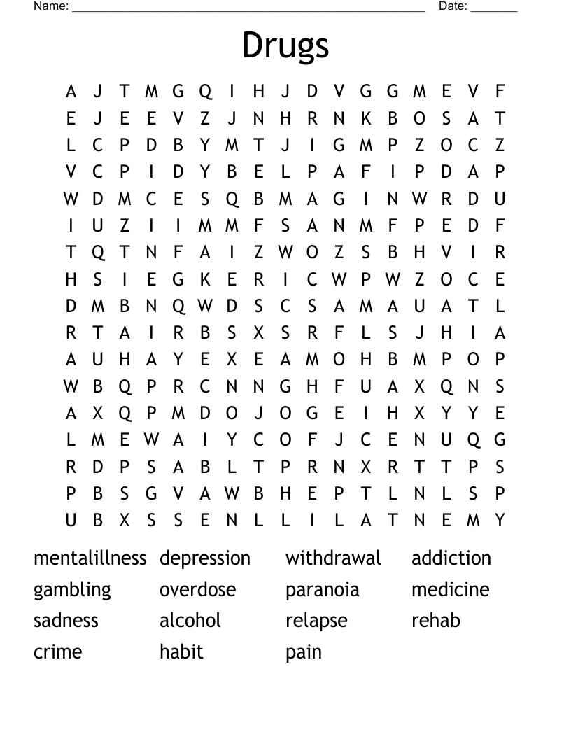 Drugs Word Search