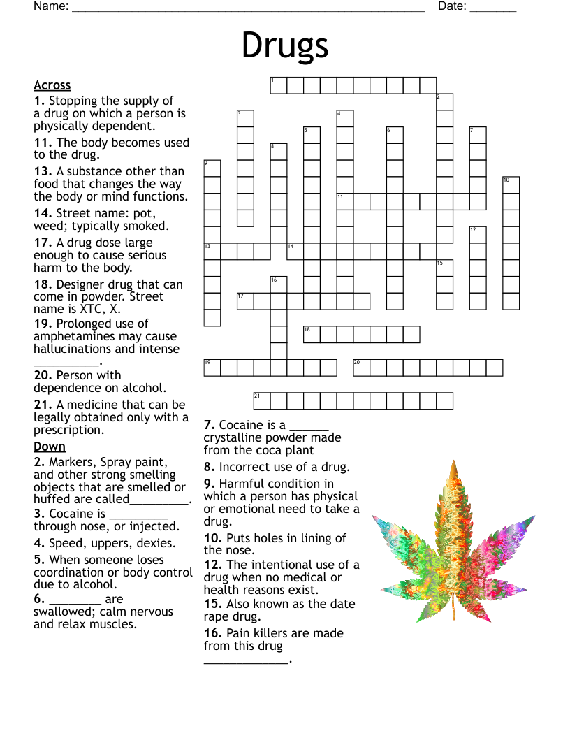 Drugs Crossword