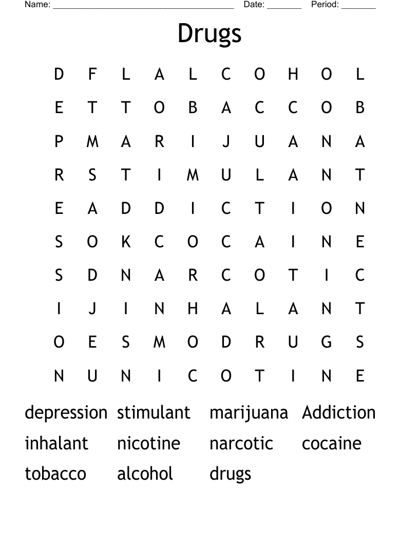 Drugs Word Search