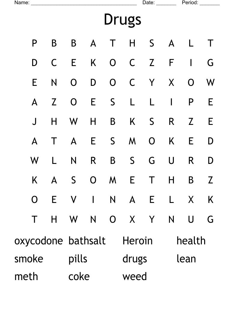 Drugs Word Search