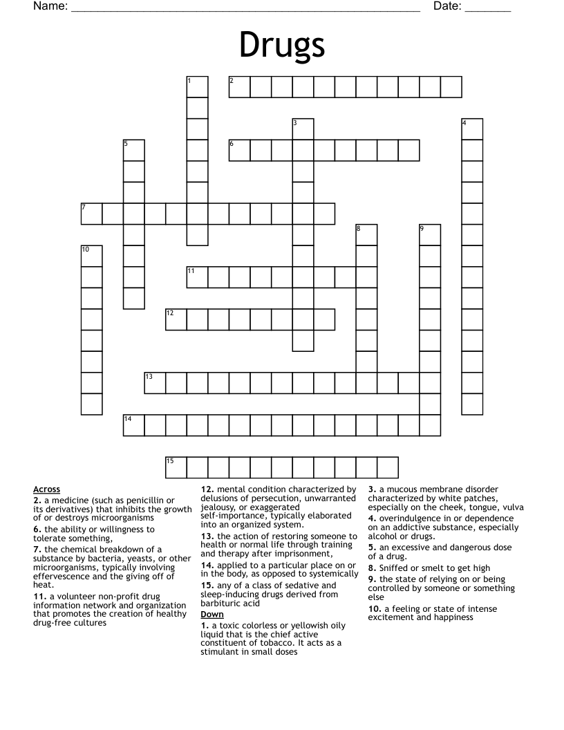 Drugs Crossword