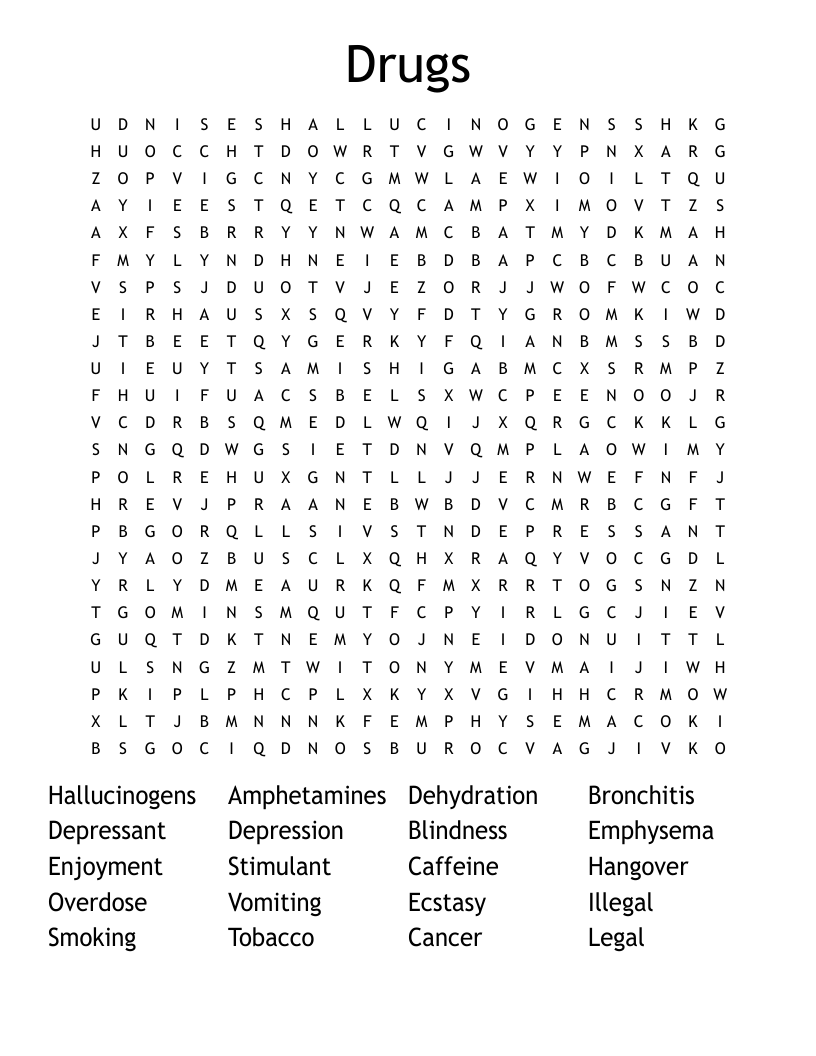 Drugs Word Search