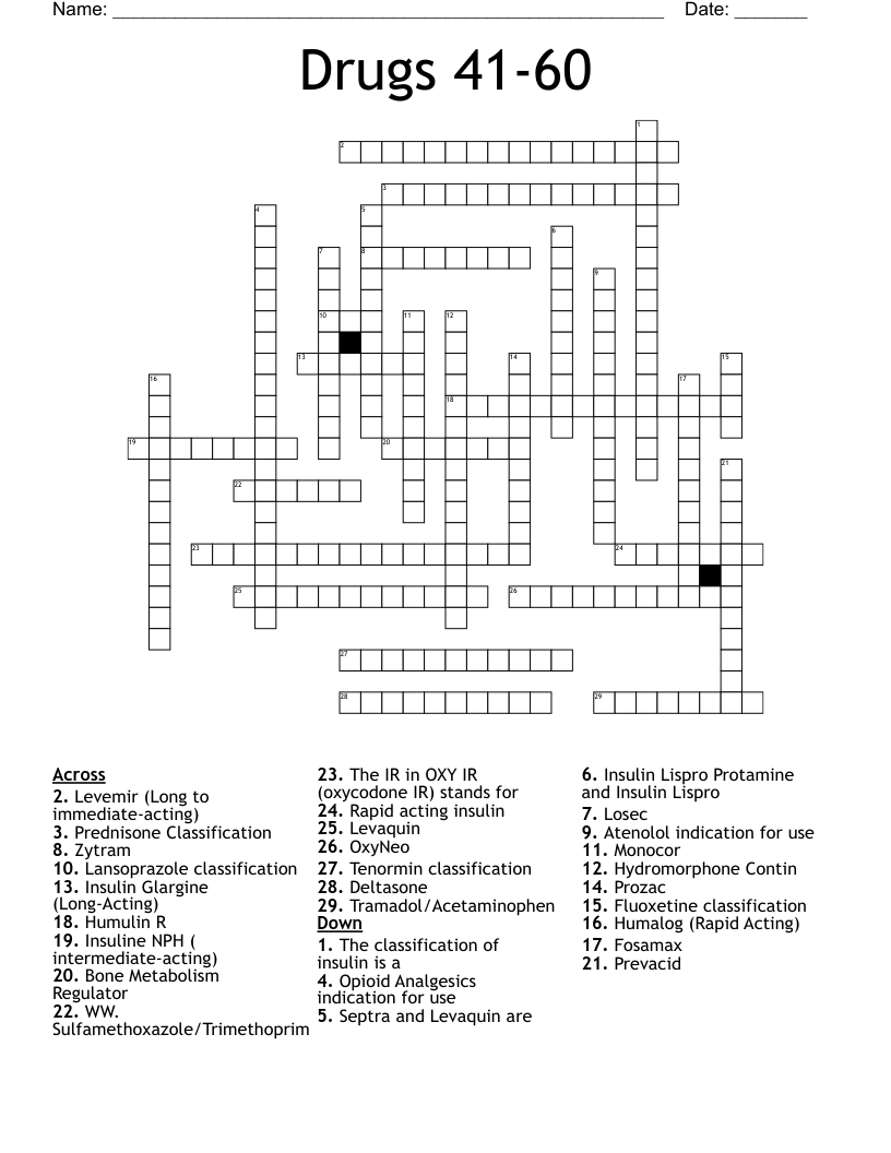 Drugs 41-60 Crossword