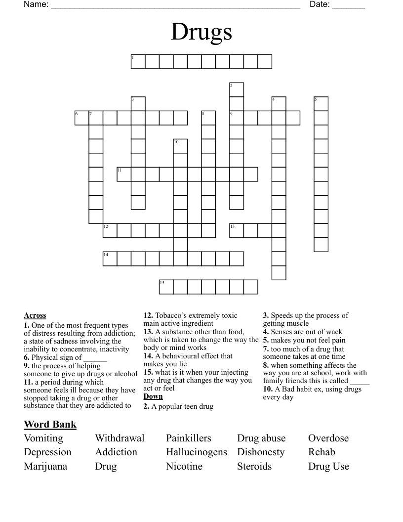 Drugs Crossword