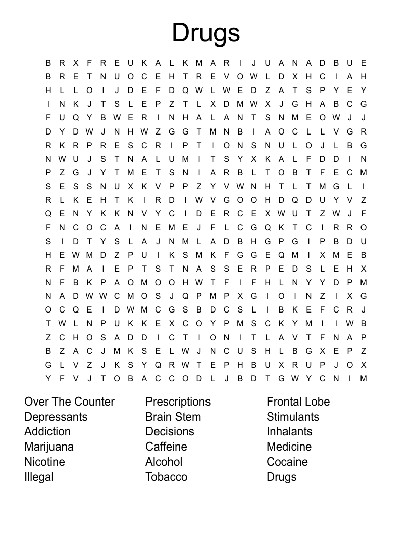 Drugs Word Search