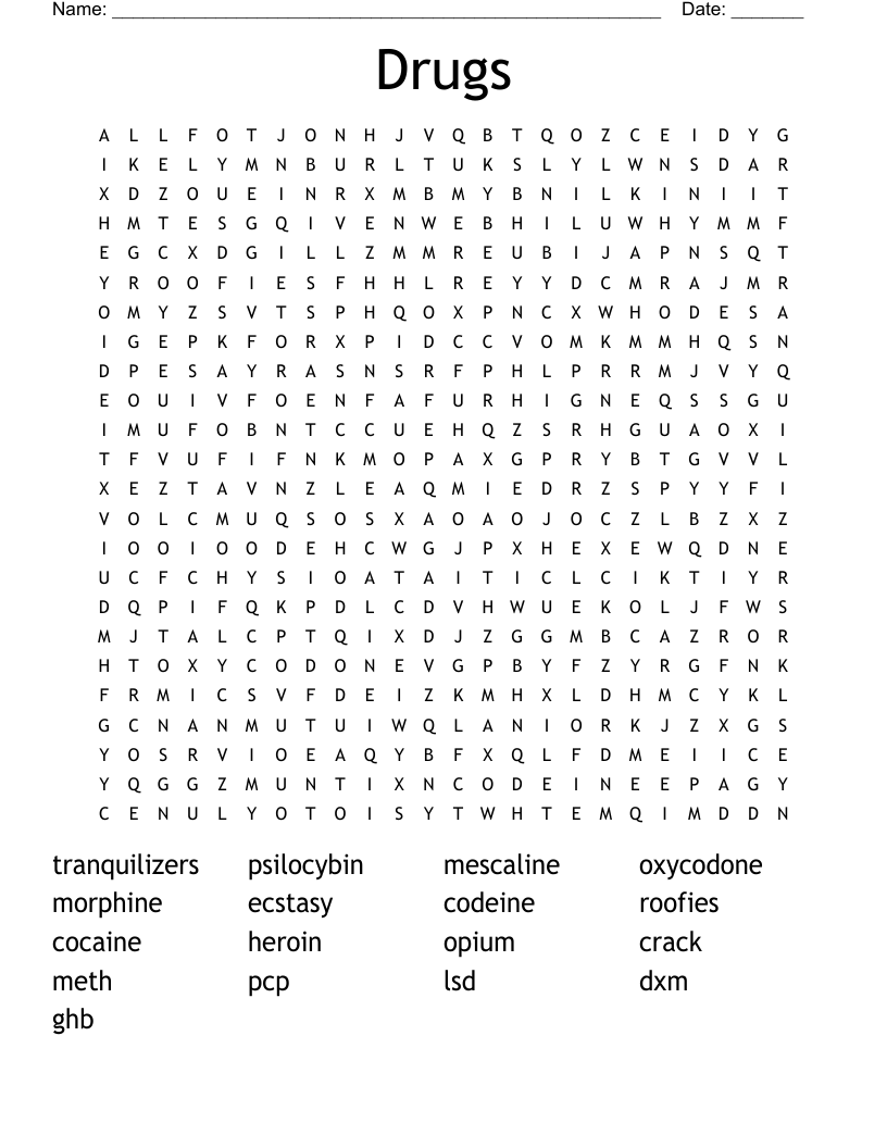 Drugs Word Search