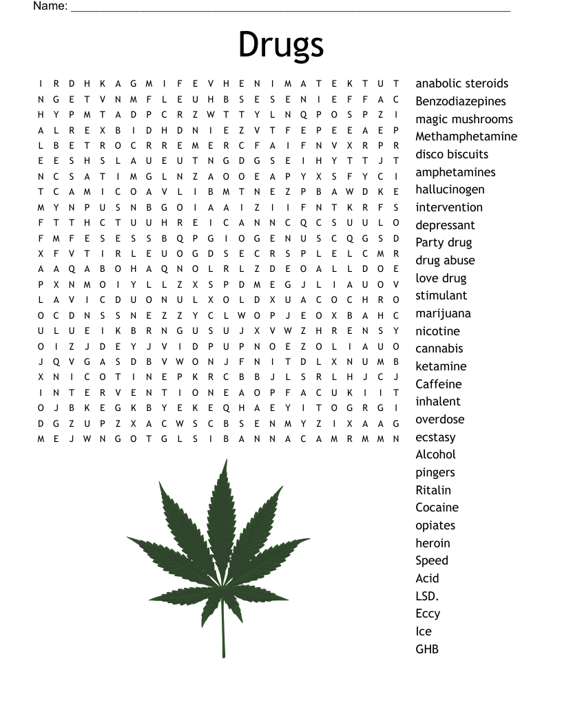 Drugs Word Search
