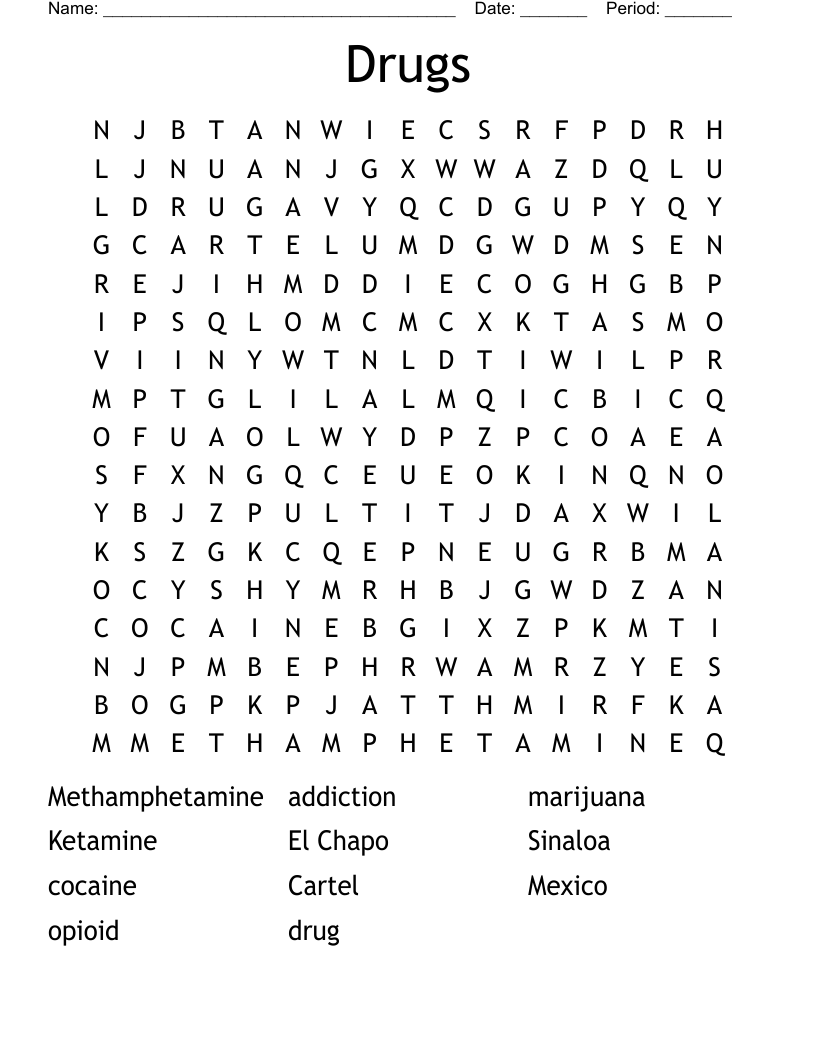 Drugs Word Search
