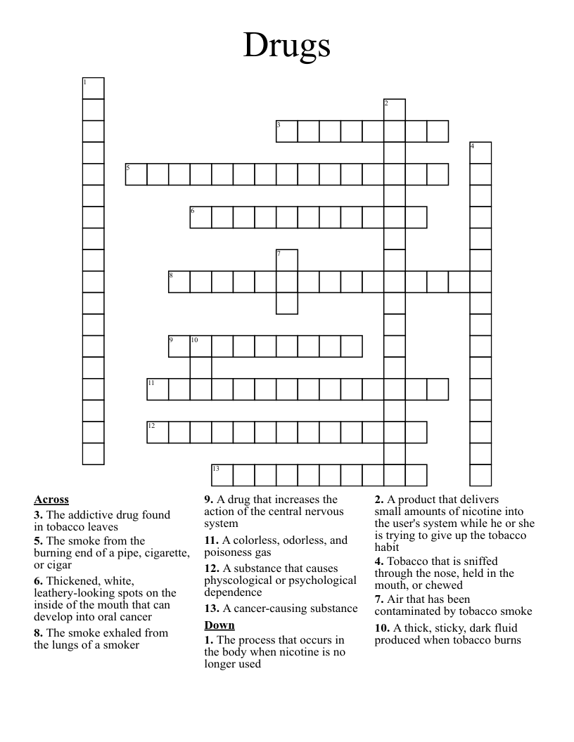 Drugs Crossword
