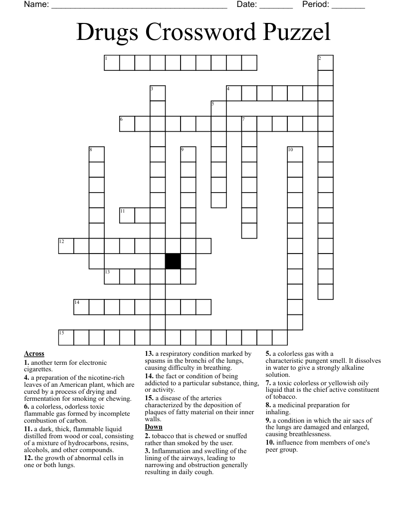 Drugs Crossword Puzzel