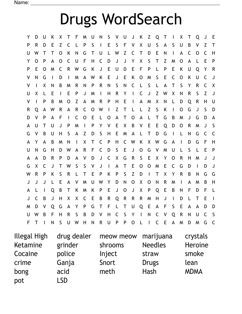 Drugs WordSearch