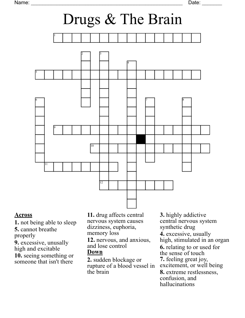 Drugs & The Brain Crossword
