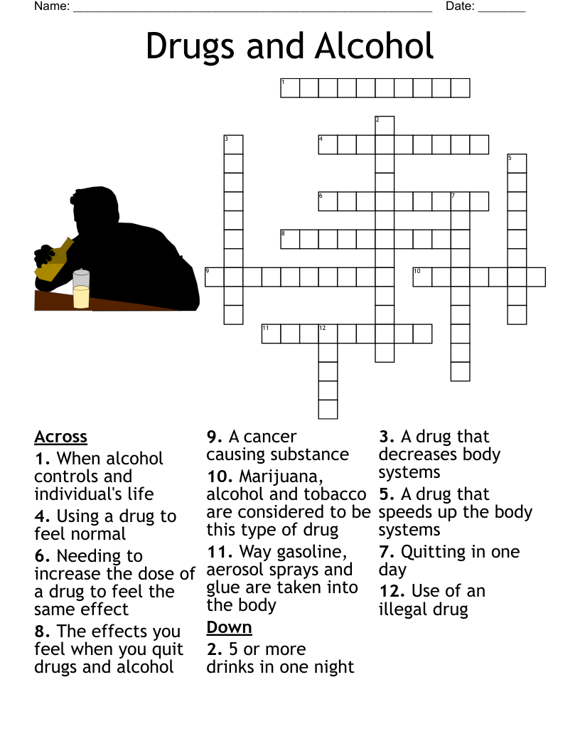 Drugs and Alcohol  Crossword