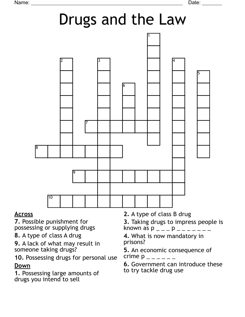 Drugs and the Law Crossword