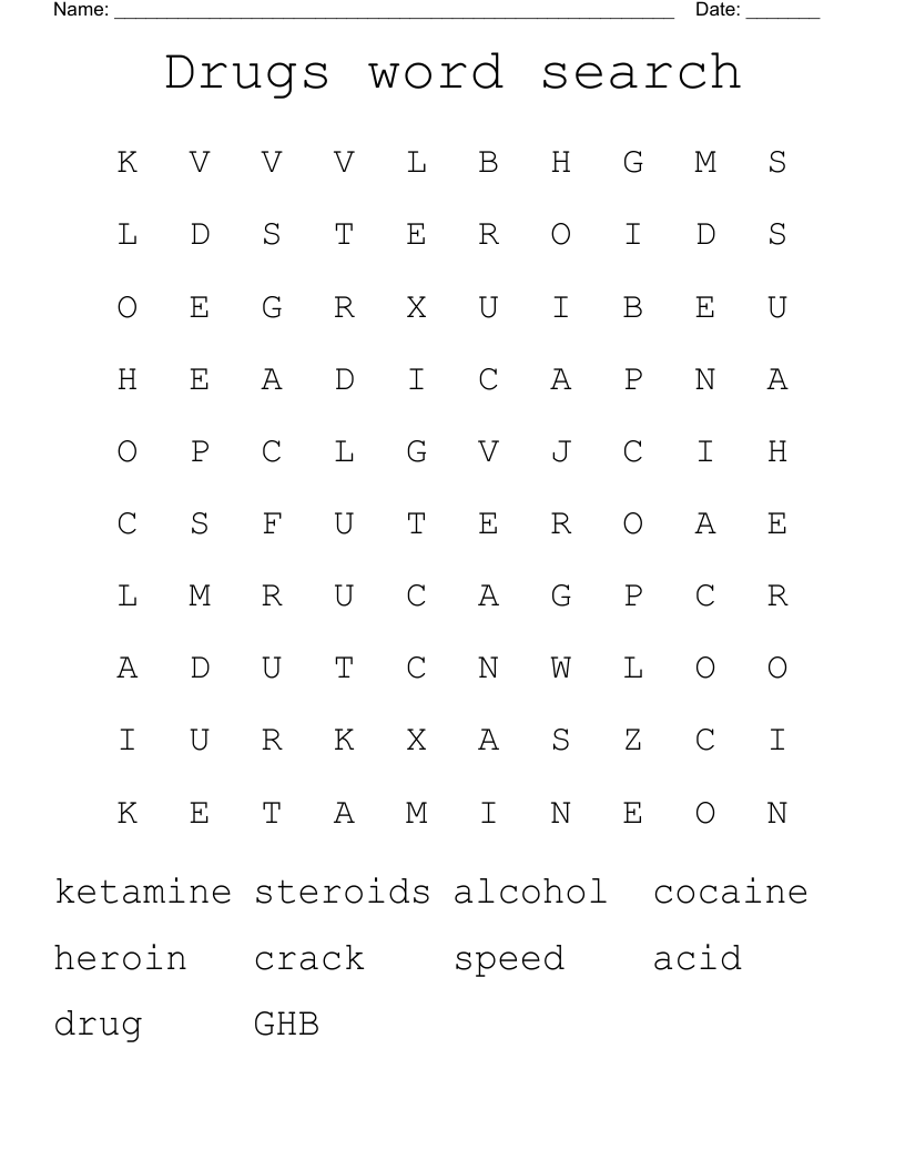 Drugs word search