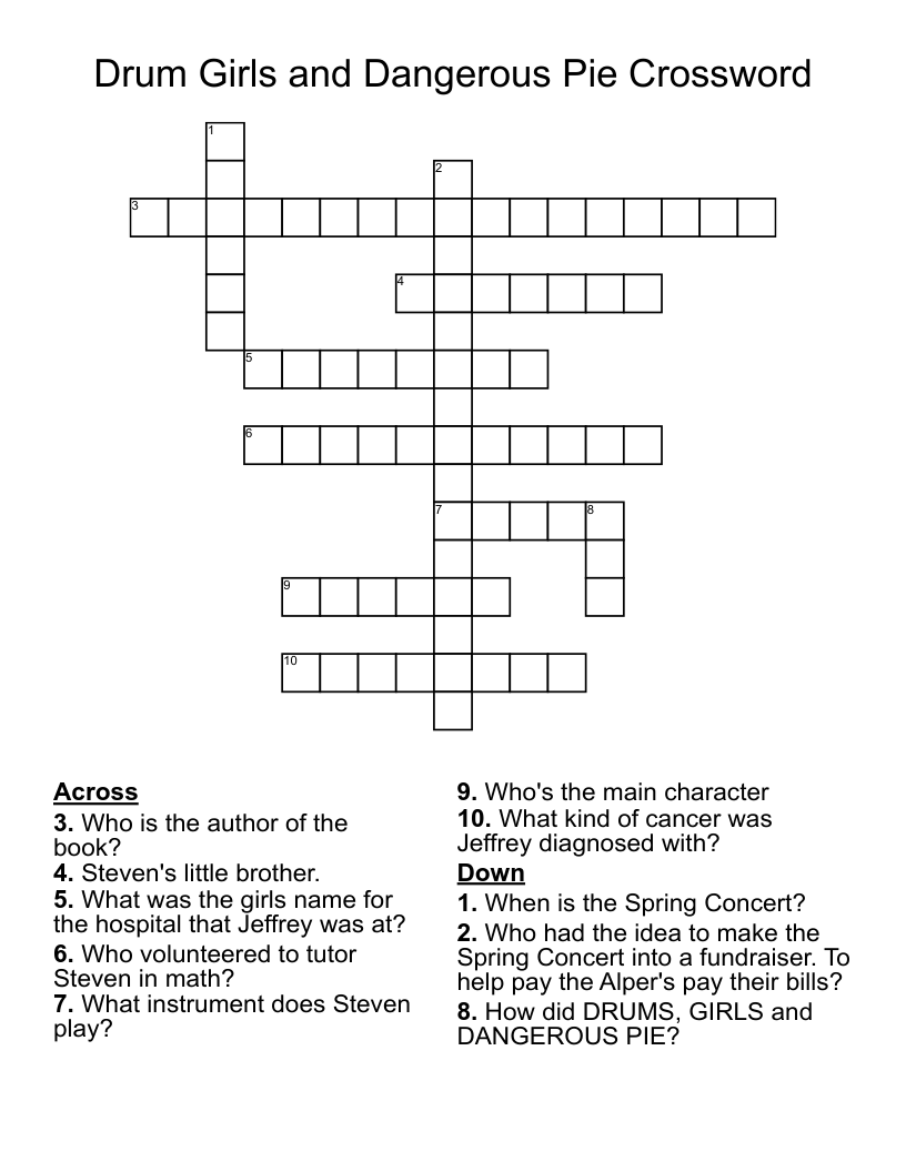 Drum Girls and Dangerous Pie Crossword