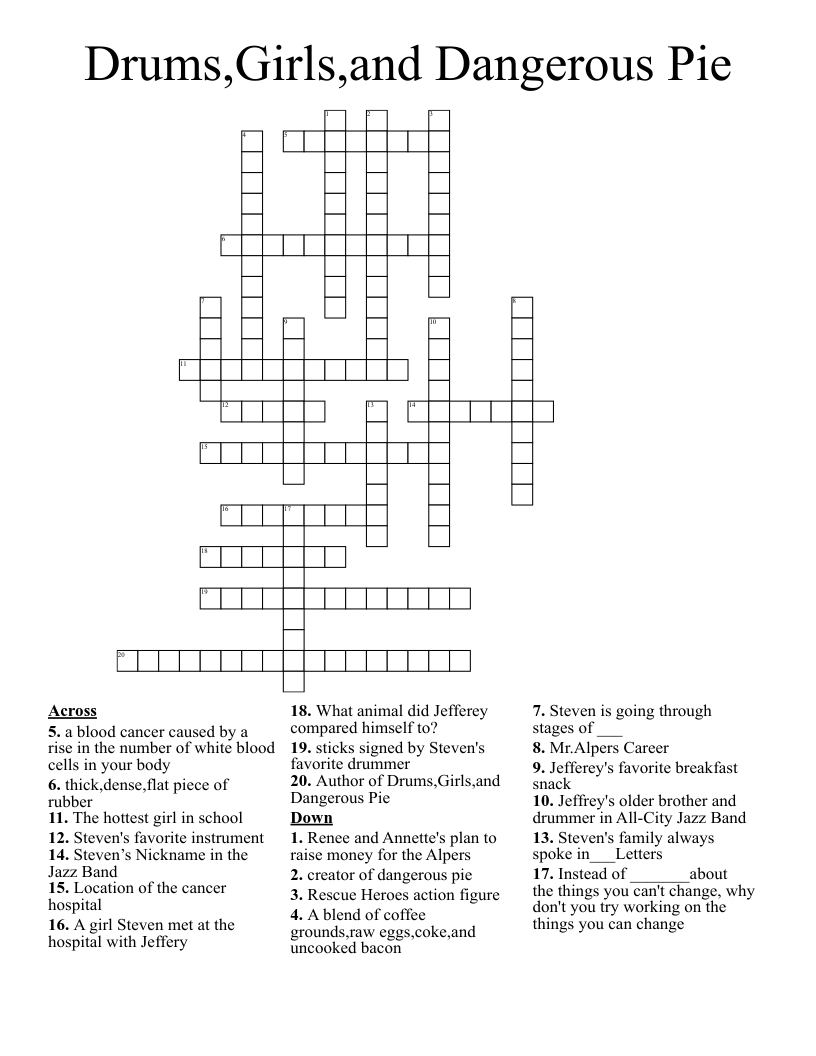 Drums,Girls,and Dangerous Pie Crossword