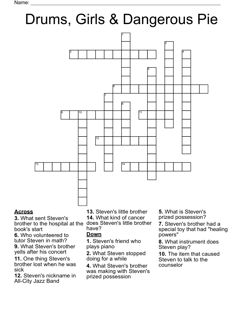 Drums, Girls & Dangerous Pie Crossword