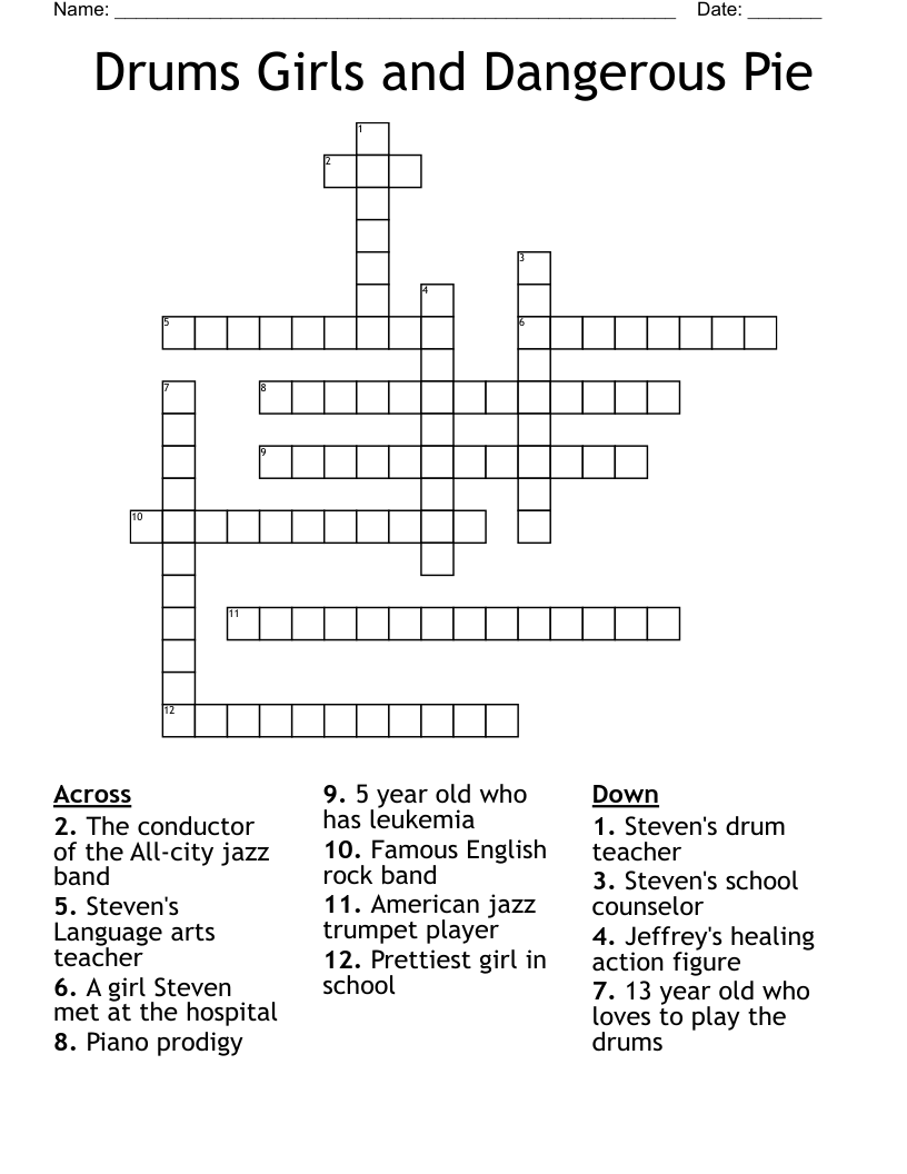 Drums Girls and Dangerous Pie Crossword