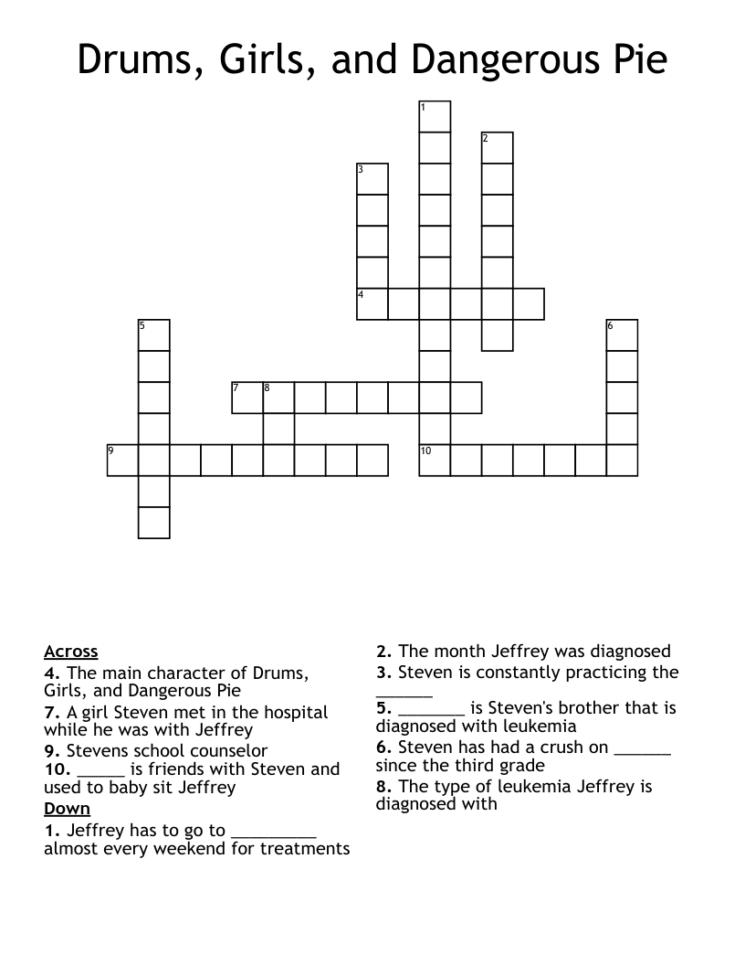 Drums, Girls, and Dangerous Pie Crossword