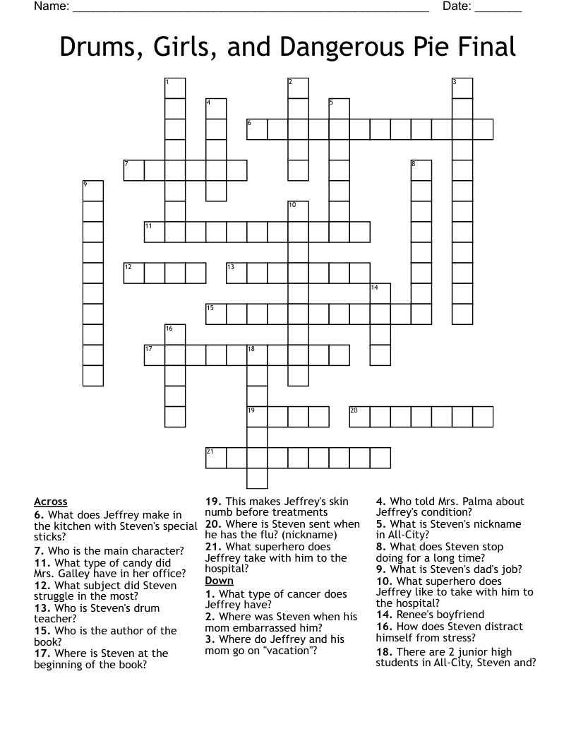 Drums, Girls, and Dangerous Pie Final Crossword