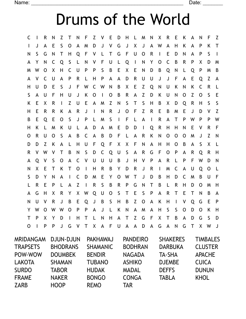 Drums of the World Word Search