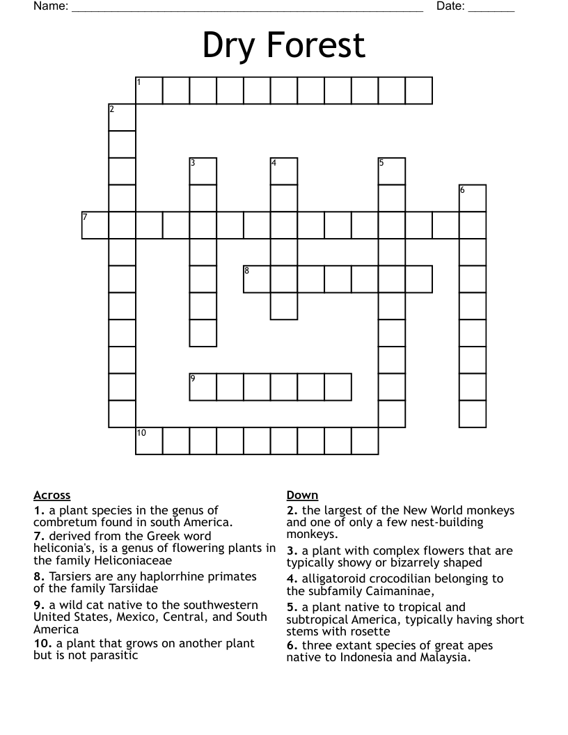 Dry Forest  Crossword