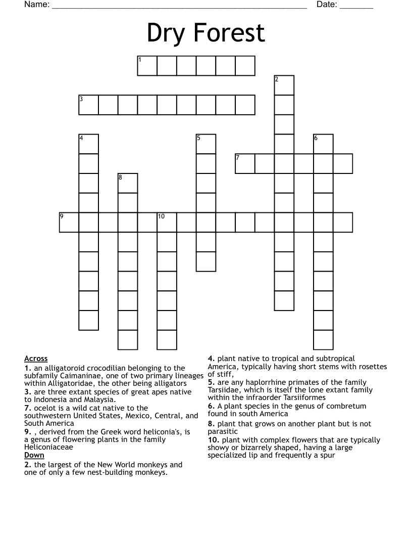 Dry Forest  Crossword