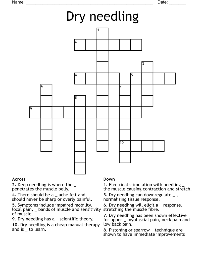 Dry needling Crossword