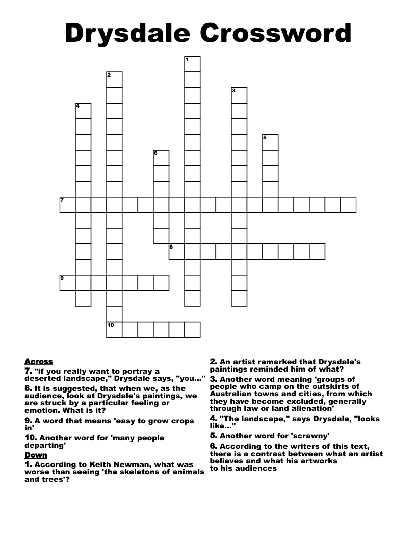 Drysdale Crossword