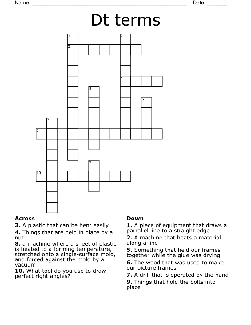 Dt terms Crossword