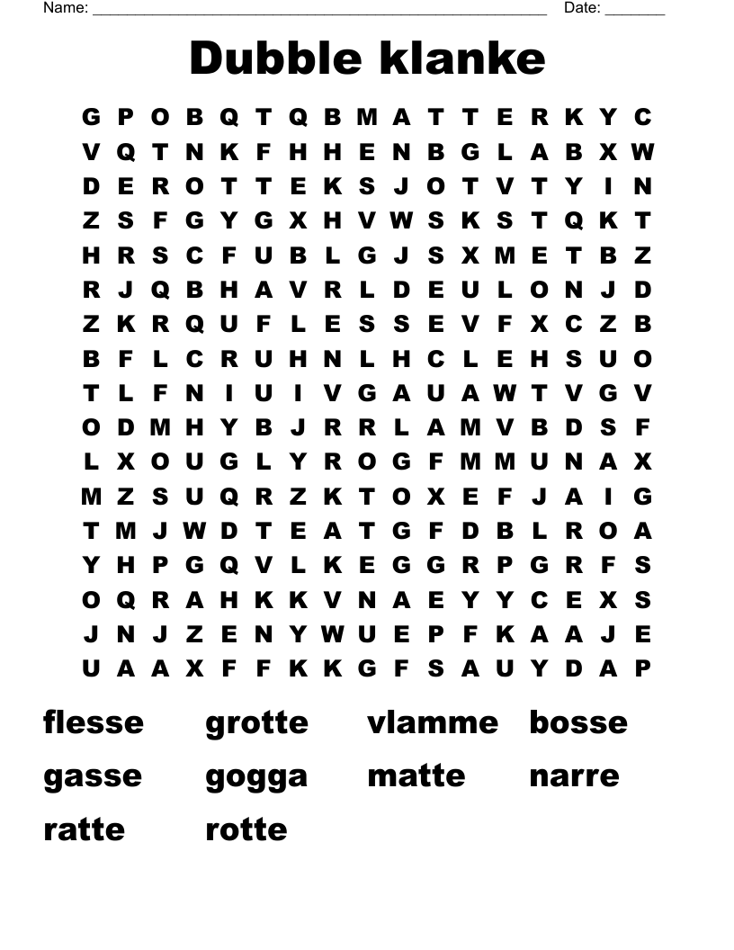 Dubble klanke Word Search