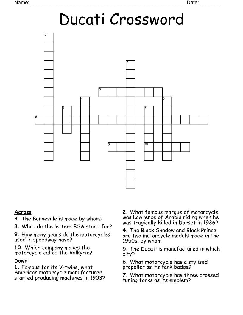 Ducati Crossword