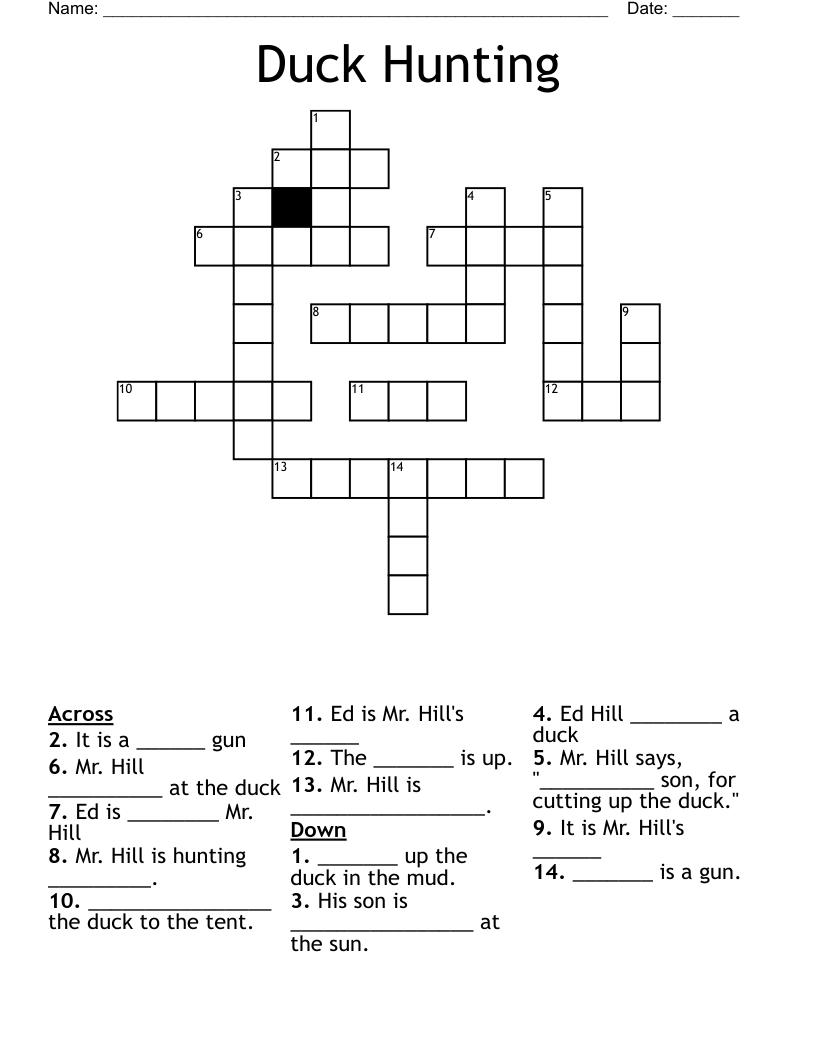 Duck Hunting Crossword