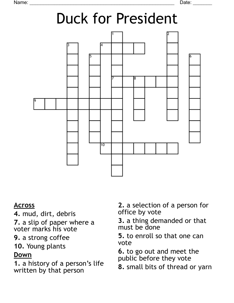 Duck for President Crossword