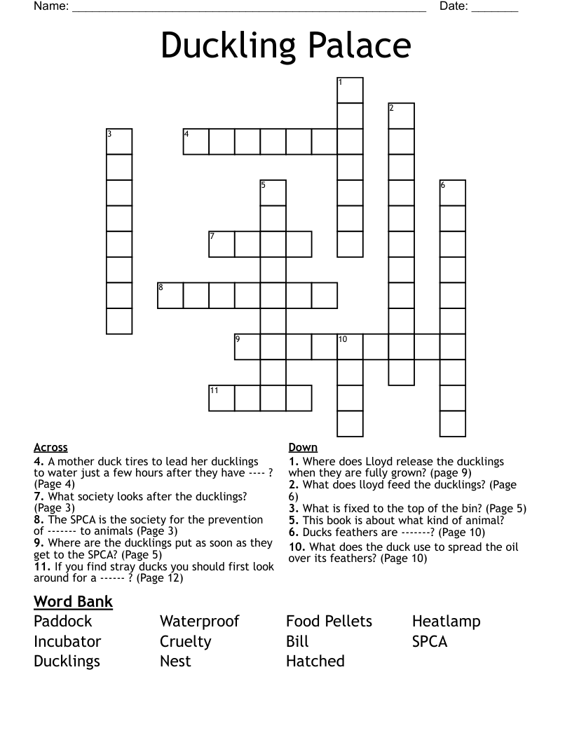 Duckling Palace Crossword