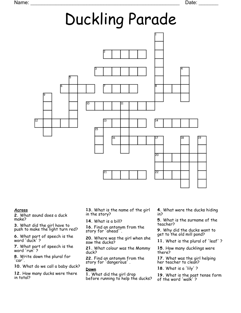 Duckling Parade Crossword
