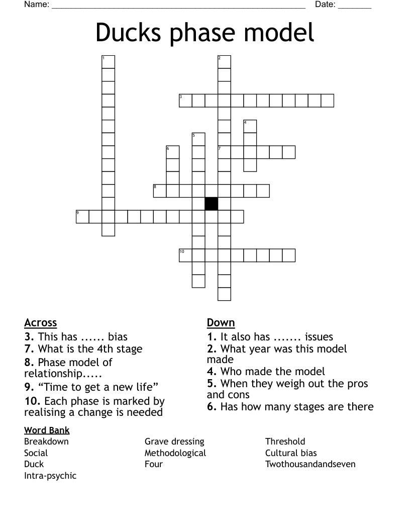 Ducks phase model Crossword