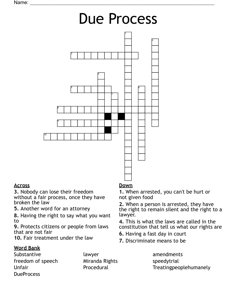 Due Process Crossword