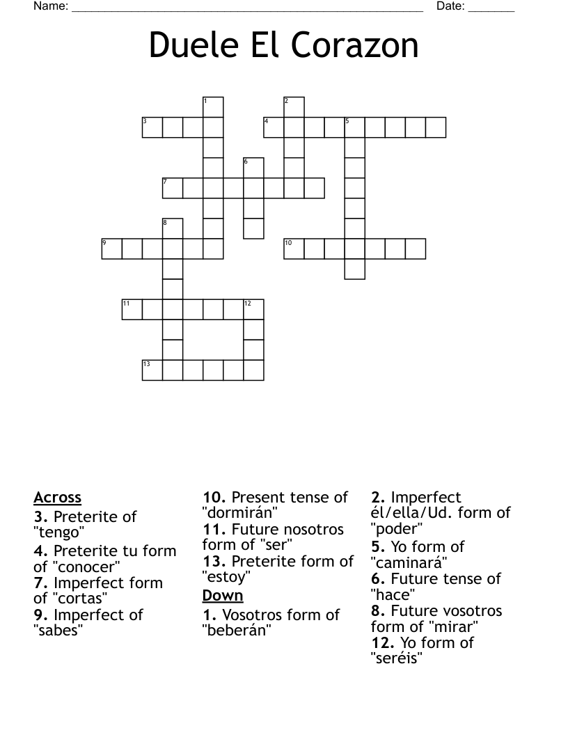 Duele El Corazon Crossword