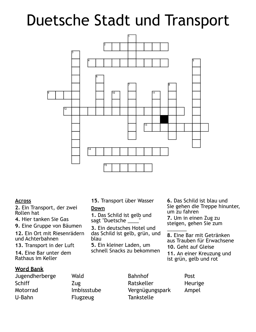 Duetsche Stadt und Transport Crossword