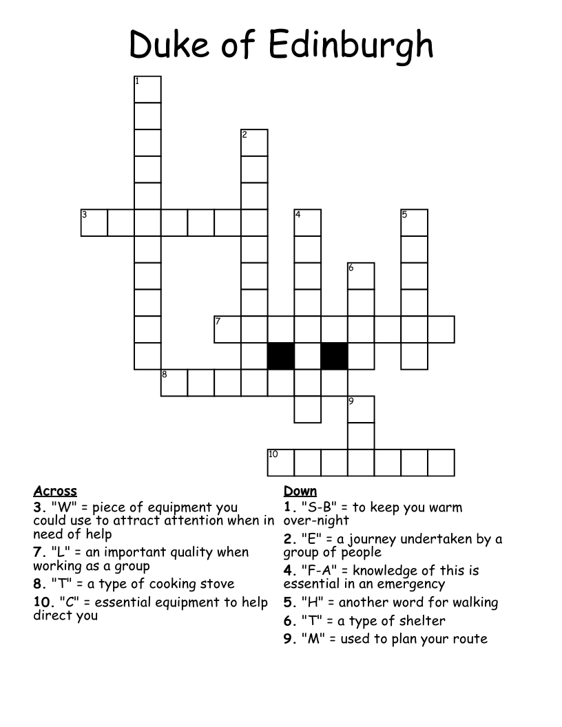 Duke of Edinburgh Crossword