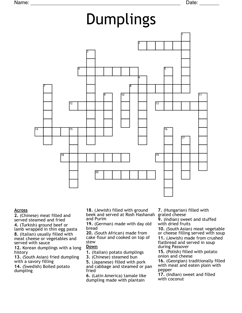 Dumplings Crossword