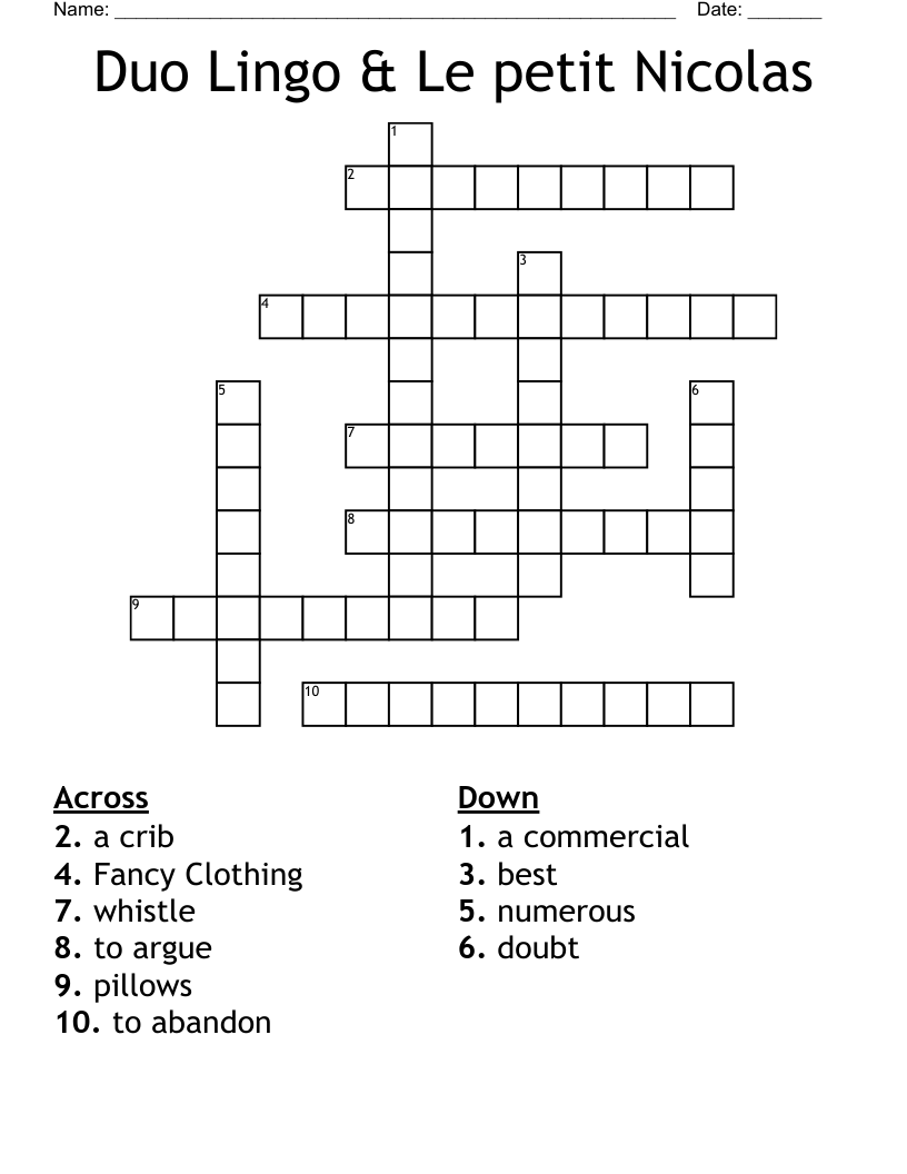 Duo Lingo & Le petit Nicolas Crossword