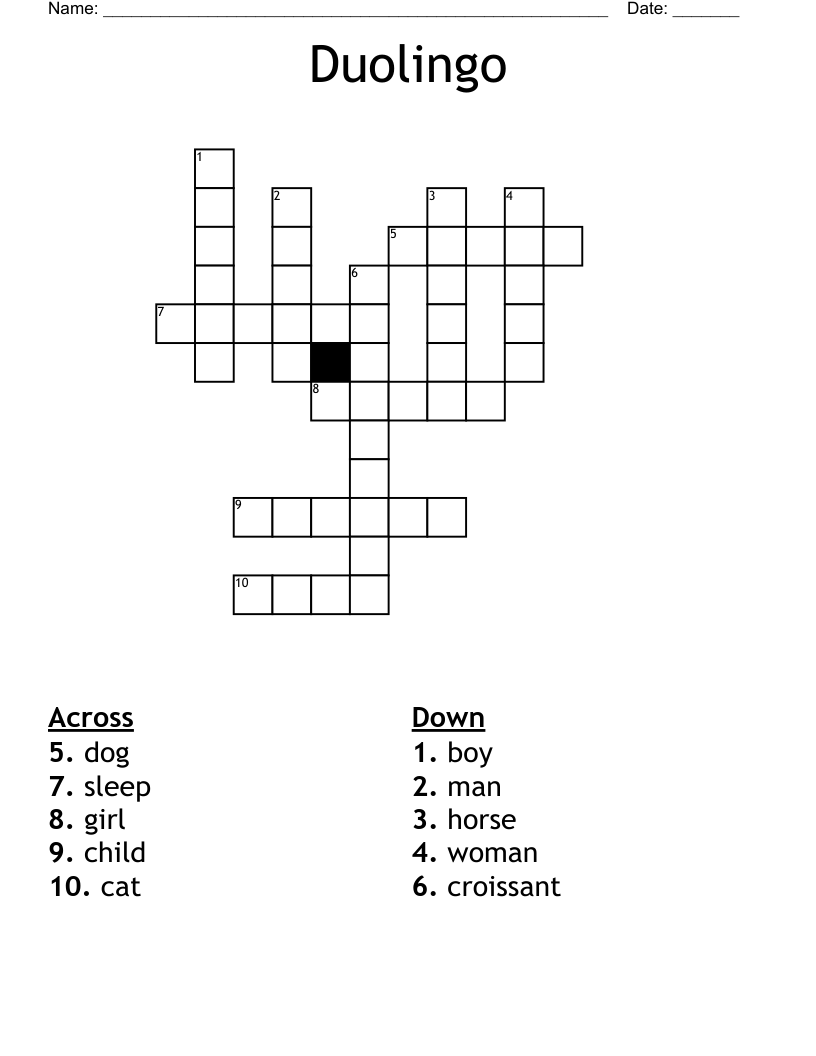 Duolingo Crossword