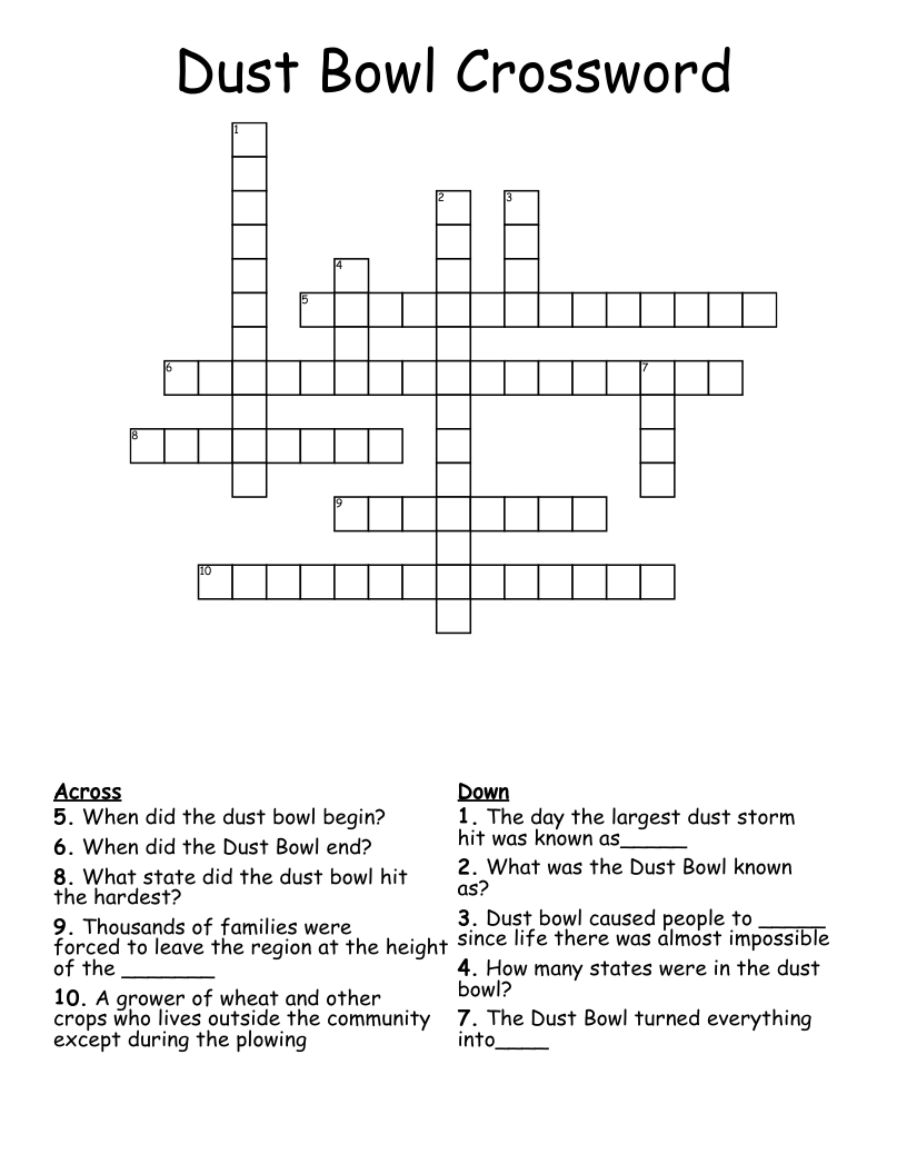 Dust Bowl Crossword