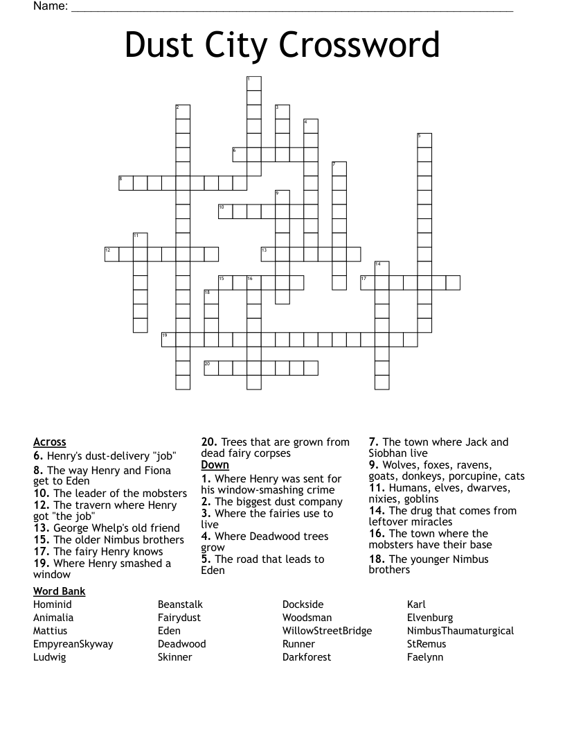 Dust City Crossword