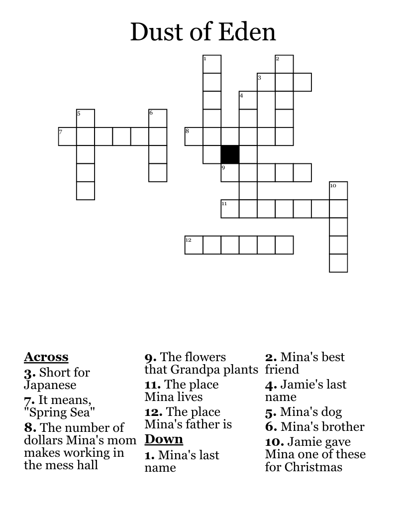 Dust of Eden Crossword