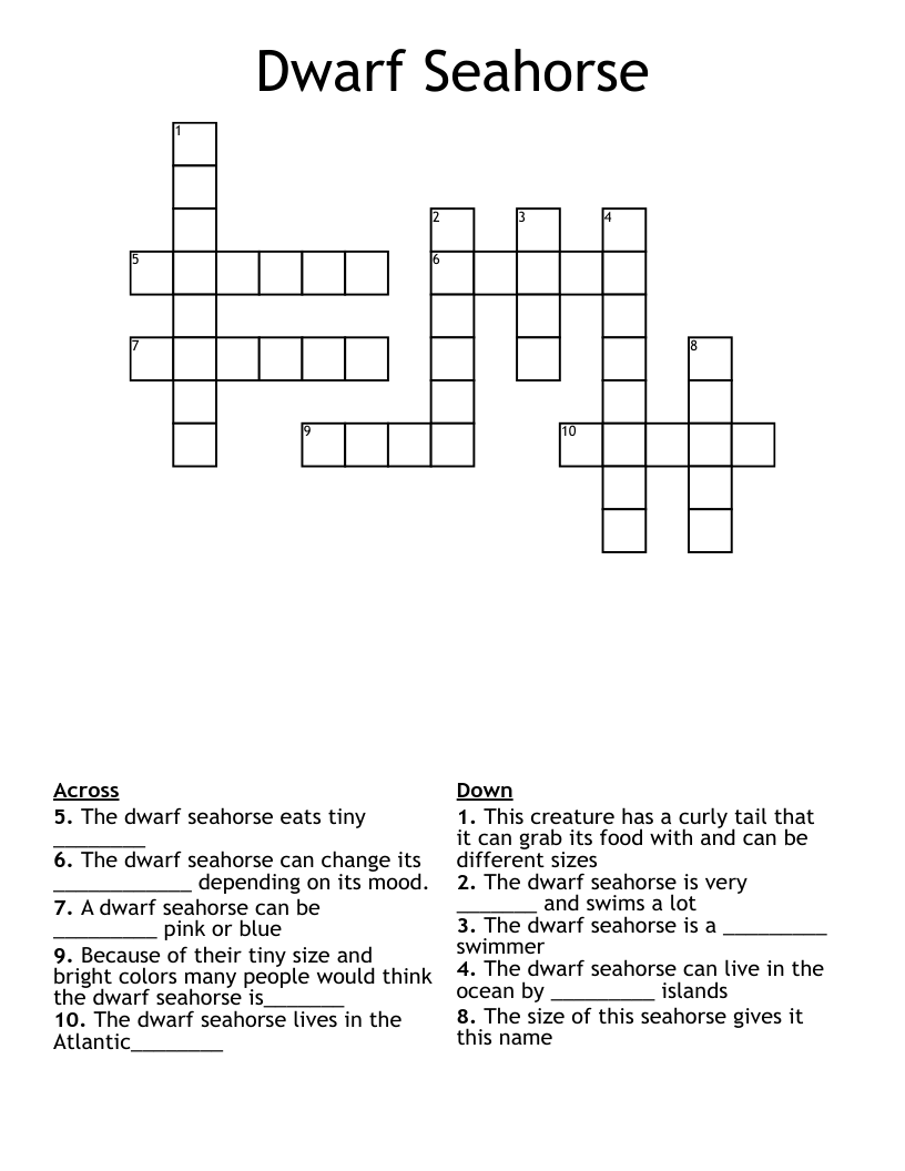 Dwarf Seahorse Crossword